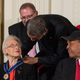 US President Barack Obama presents the Presidential Medal of Freedom to NASA mathematician and physicist Katherine Johnson at the White House in Washington, DC, on November 24, 2015.